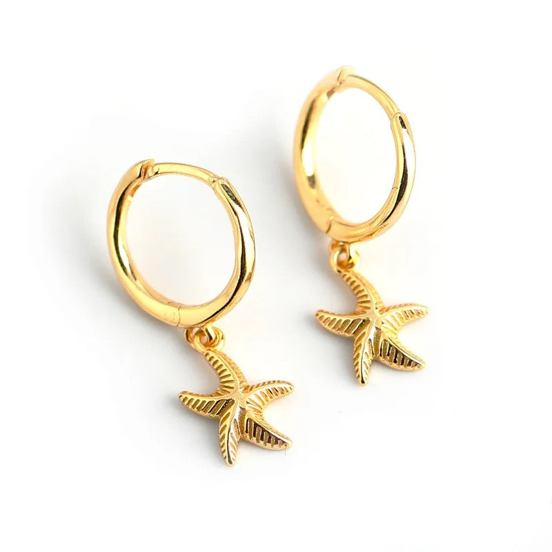 Sea Star Hoop Earring 18k