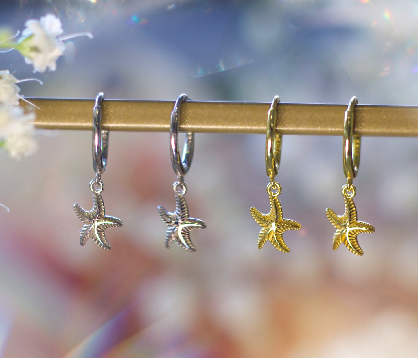 Sea Star Hoop Earring 18k