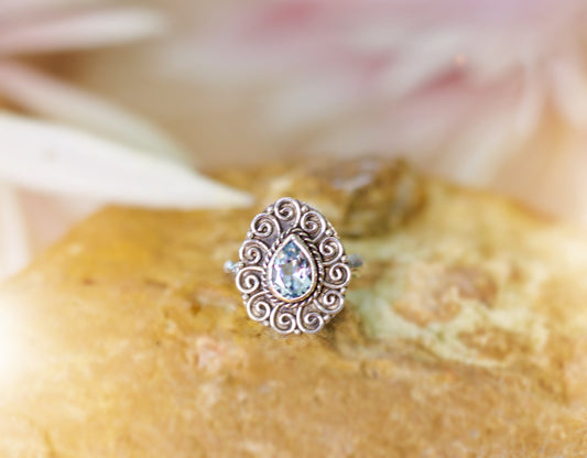 Ocean blue topaz ring