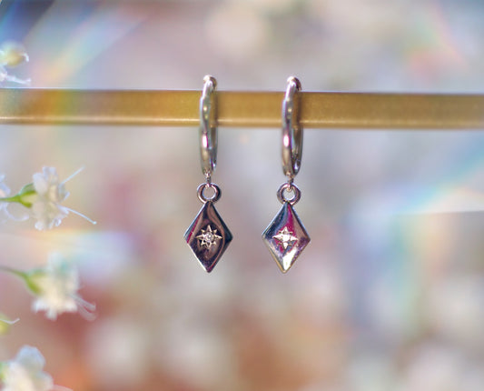 Star hoop silver earring