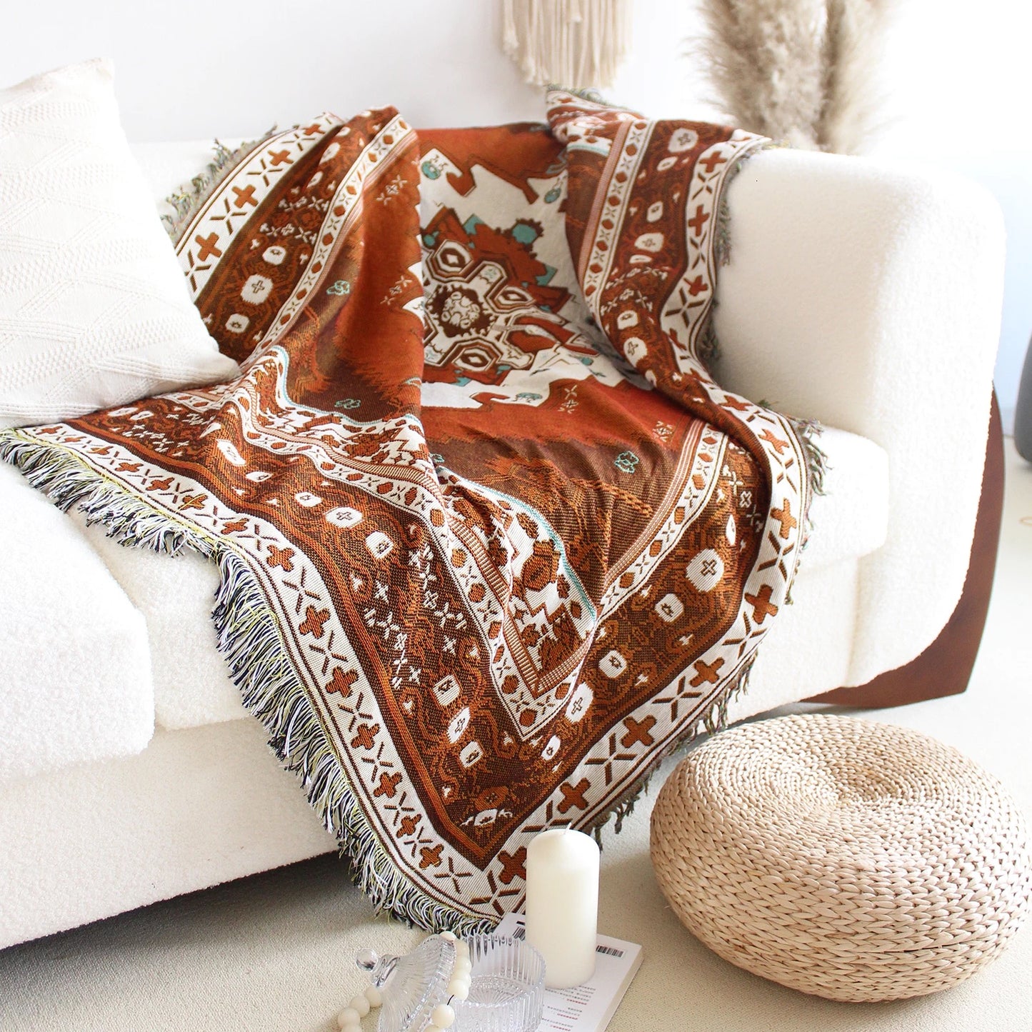 Golden Folk Throw Rug