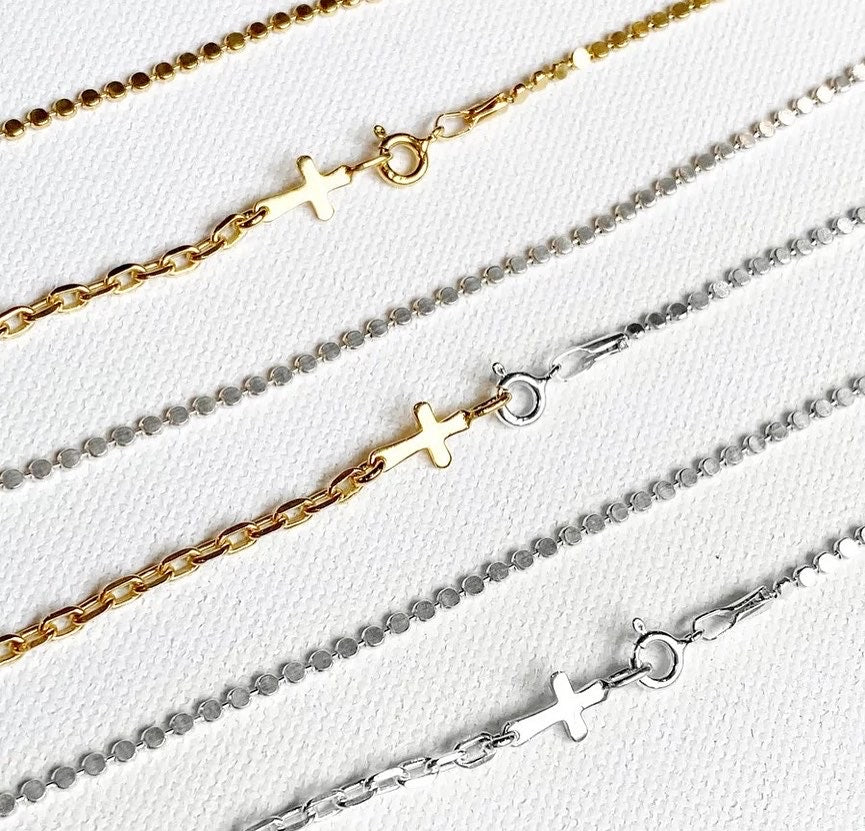 Mix cross silver chain