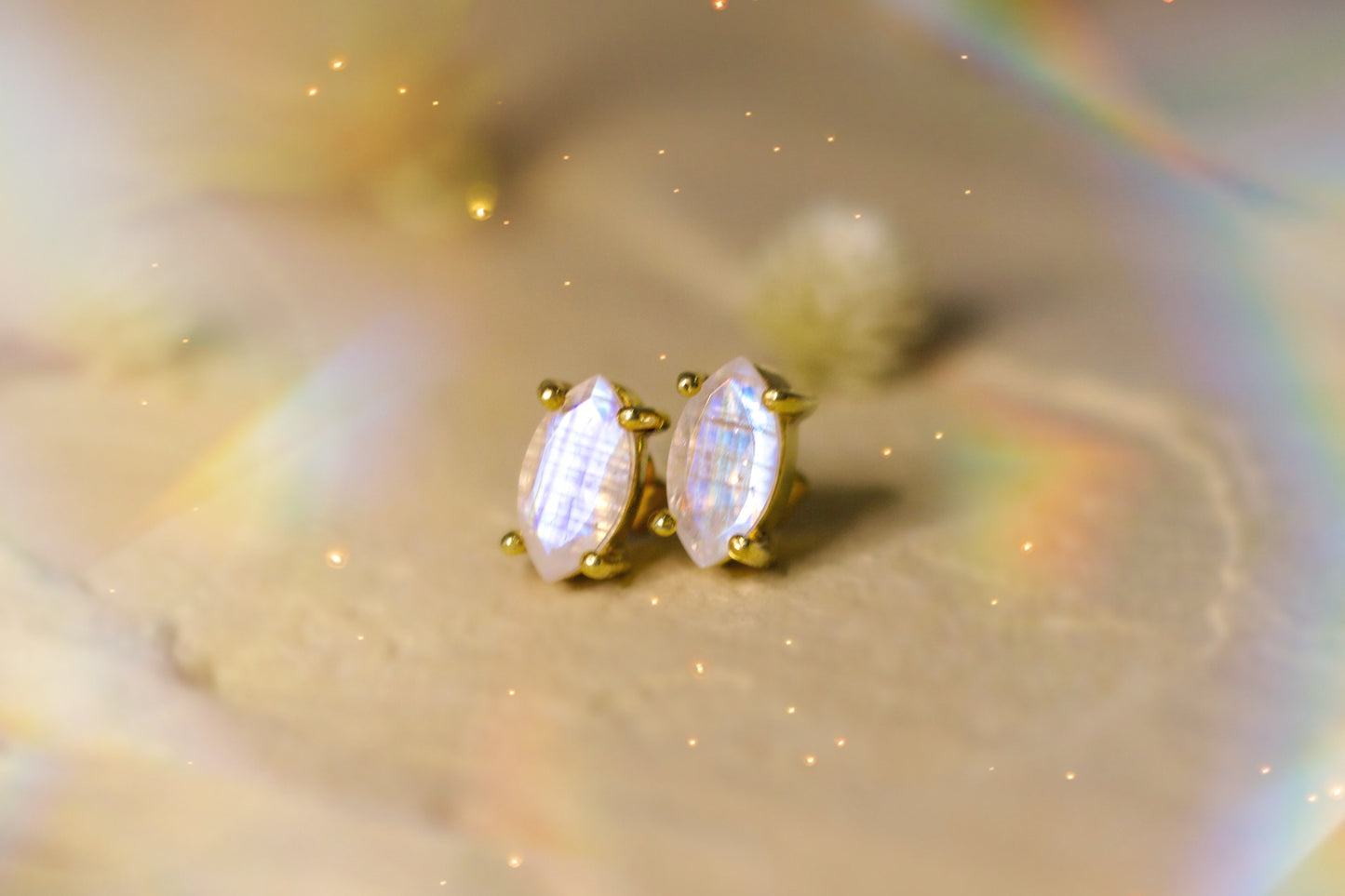 Moon stone stud earring